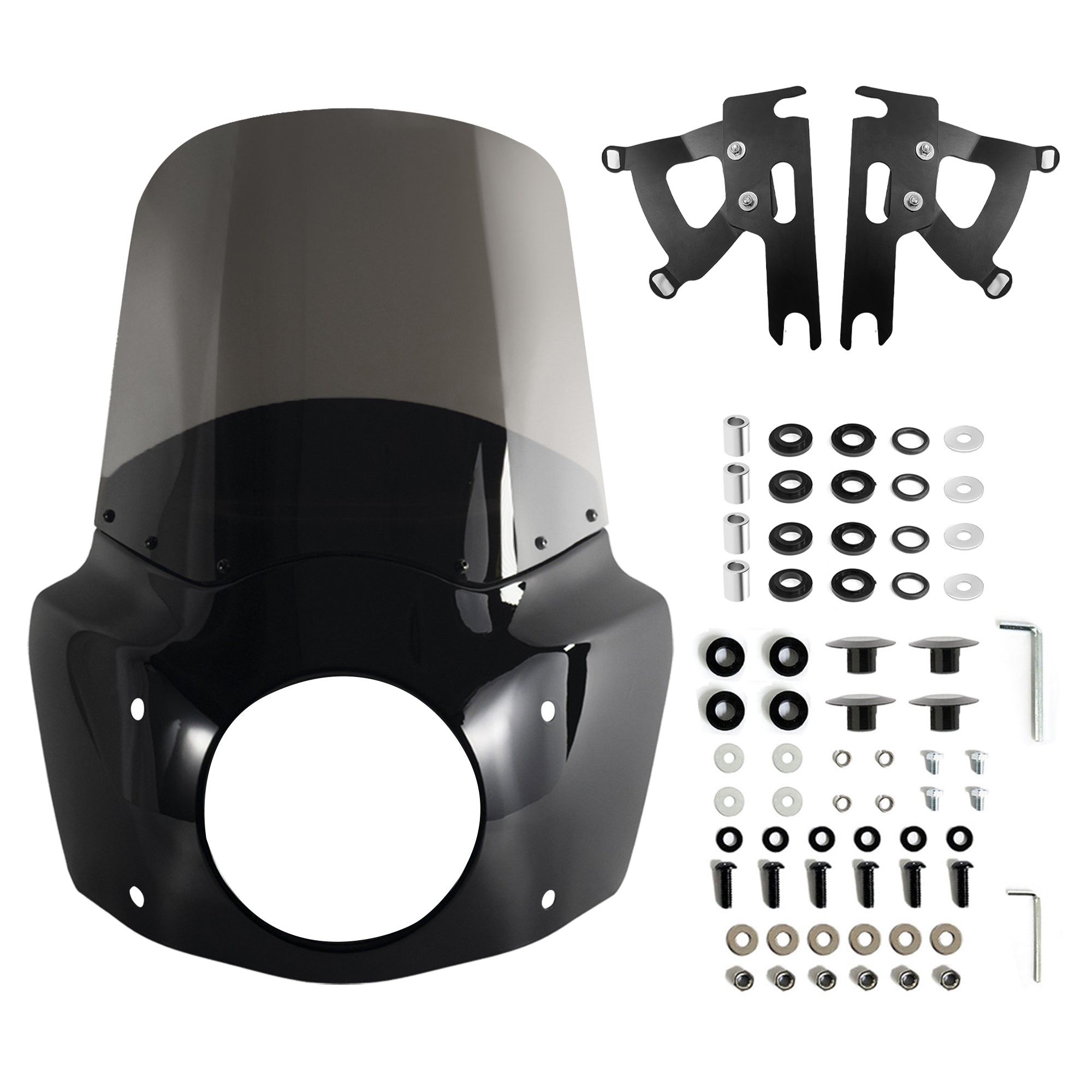 Fat Boy 11" 15" Windshield Road Warrior Fairing Air Deflector Fit 7" Headlight For Harley Fat Boy FLSTF 2000-2017