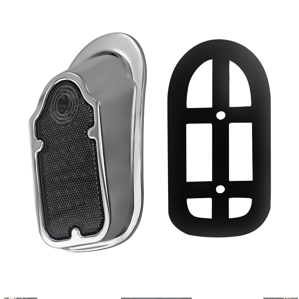 Motorcycles LED Brake Tail Light, Chrome Metal Tombstone Red Taillight with High-Low Brightness, Compatible with Harley Bike