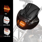 13" Windshield Front Quarter Fairing With 5.75" LED Headlight A Set For Harley Dyna Super Glide  FXDC Low Rider Street Bob FXDB