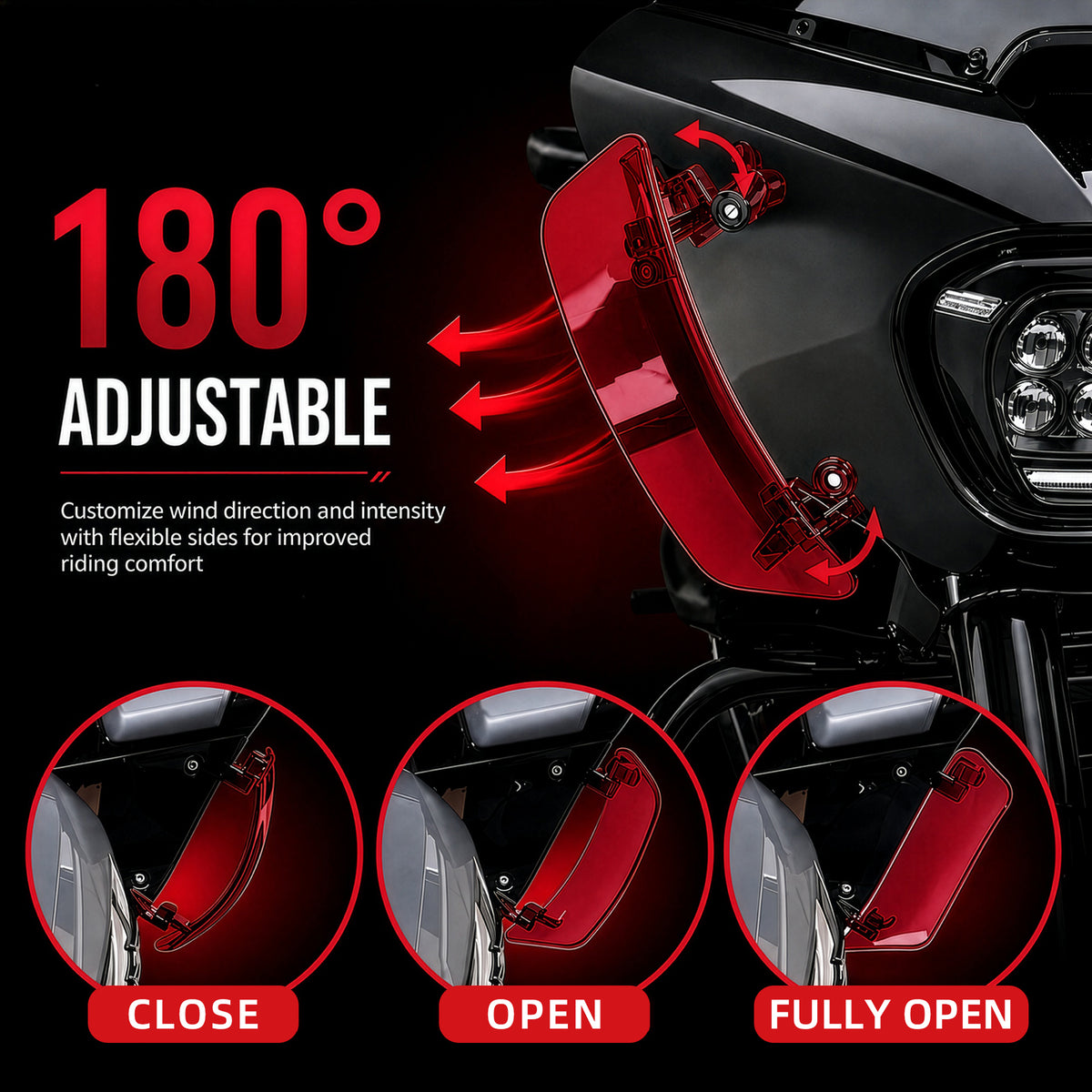 Wind Air Deflector Fairing Side Wings for Harley Road Glide 2024+, Windshield Deflectors for 2024-2026 CVO Road Glide ST FLTRXSTSE 2024-2026 Road Glide FLTRX 2023-2026 CVO Road Glide FLTRXSE