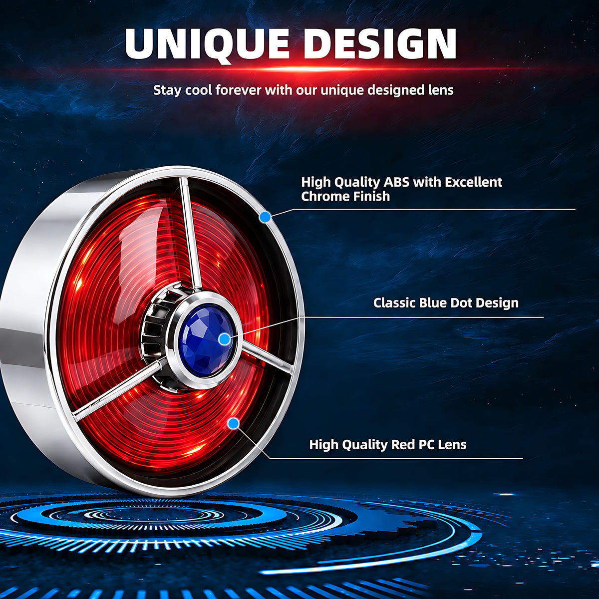 3 1/4" Blue Dot Turn Signal Light Lens Cover for Harley Touring Road Glide Road King Electra Glide Heritage Softail Fatboy Springer 2PCS Tail Light Caps Screw-in Chromed ABS Bezel