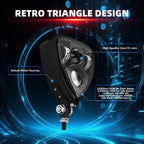 Triangle Motorcycle LED Headlight Motorbike Hi/Lo Beam Headlamp Bottom Mount Head Light Lamp Clear Lens Universal for Harley Kawasaki Honda Yamaha Suzuki Chopper Cafe Racer Bobber