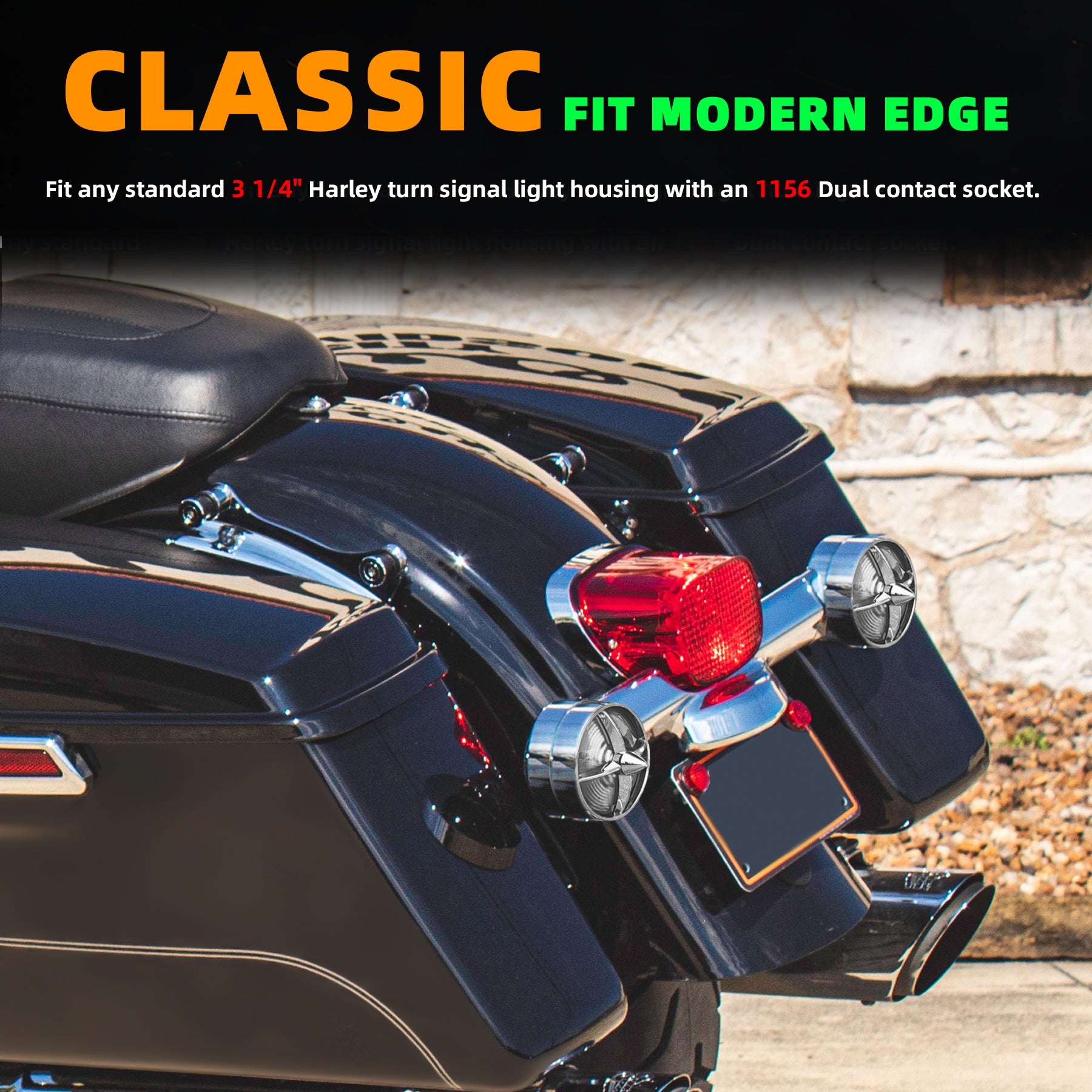 Retro Turbine 3 1/4" Screw-In Turn Signal Lens With LED & 1156 Plug For Harley Heritage Road King Electra Glide