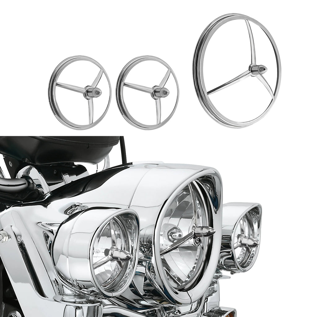 Harley 7" Headlight Lights 4.5" Passing Fog Lamp Visor Trim Ring Bezel Cover