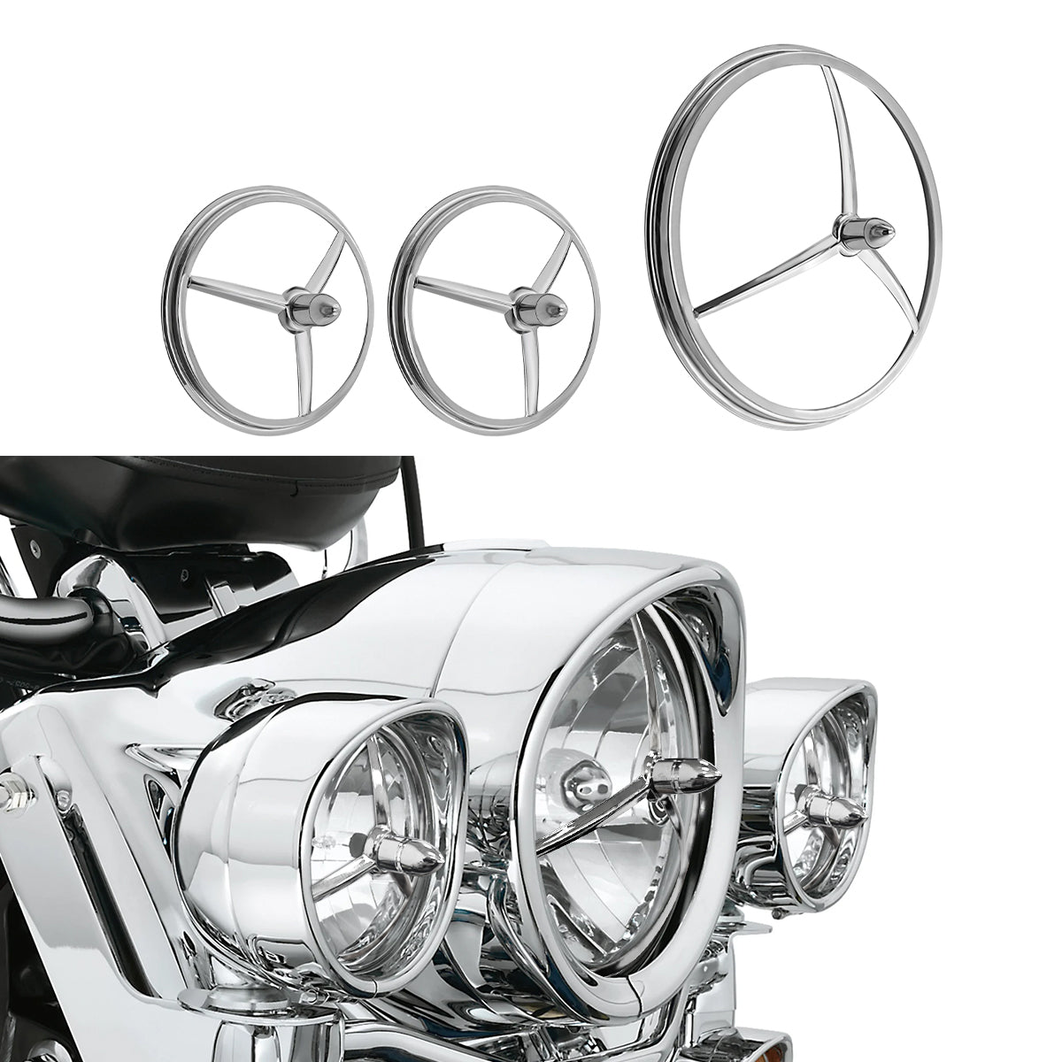Harley 7" Headlight Lights 4.5" Passing Fog Lamp Visor Trim Ring Bezel Cover