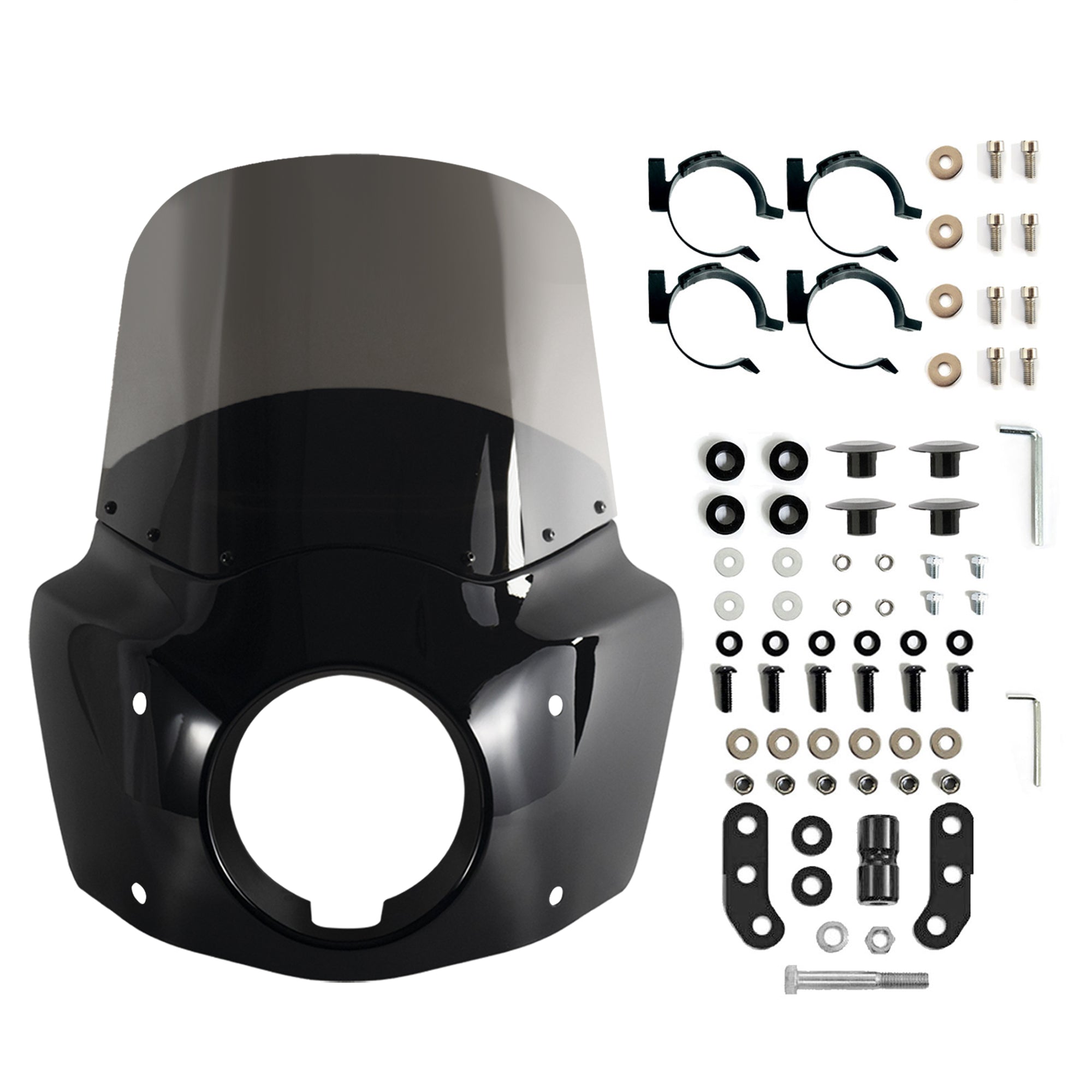 Motorcycle 5.75" Headlight Fairing with 13" Smoke Windshield Windscreen 48-58mm Mounting Kit Headlight Extension Block For Harley Low Rider S FXLRS 2020 2021 2022 2023