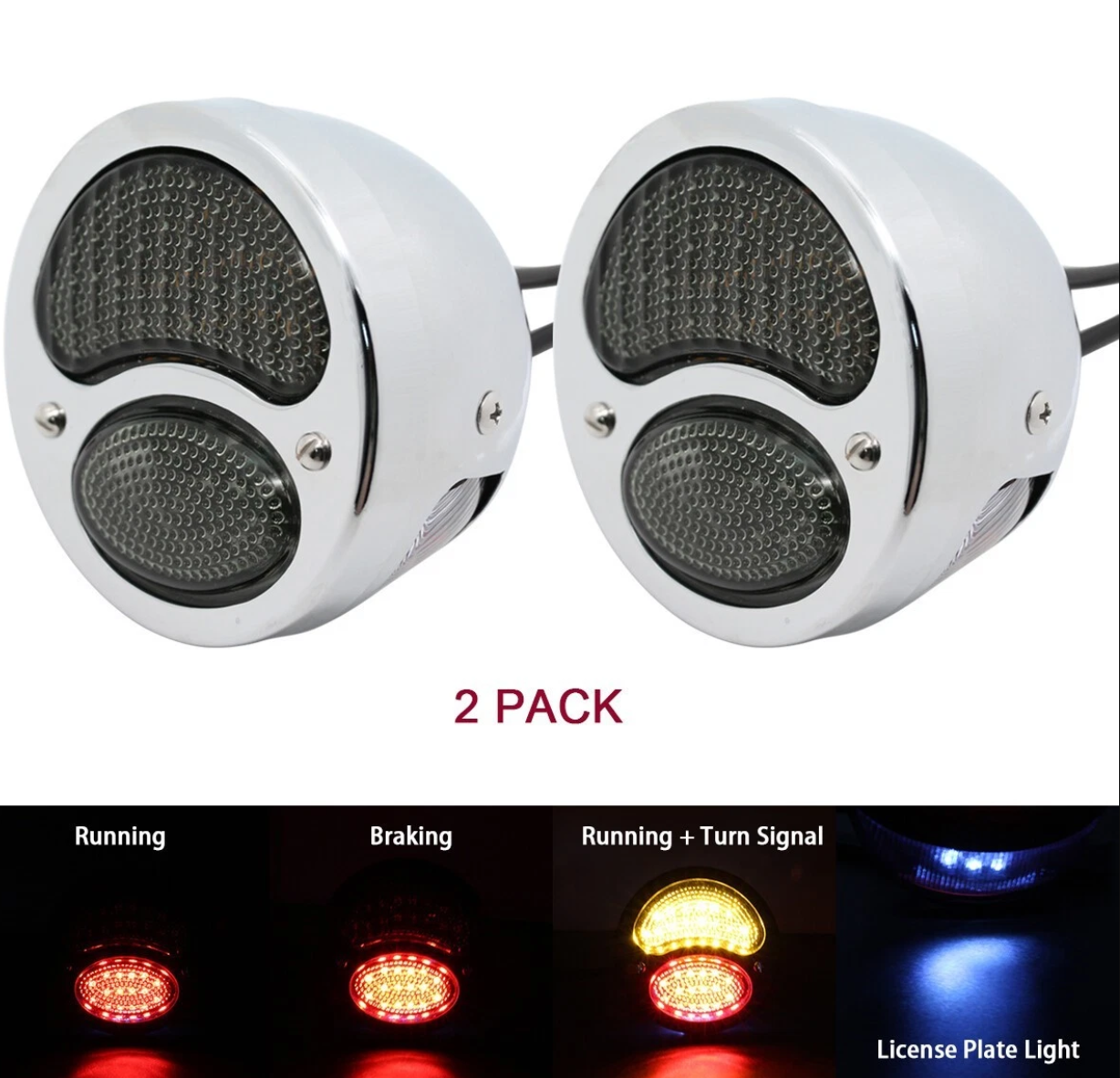 Motorcycle LED Tail Light with Turn Signals Brake Lights for 12V Ford Model A Hot Rod Street Rod Rat Rod Classic Custom Cars Trucks Secondary image