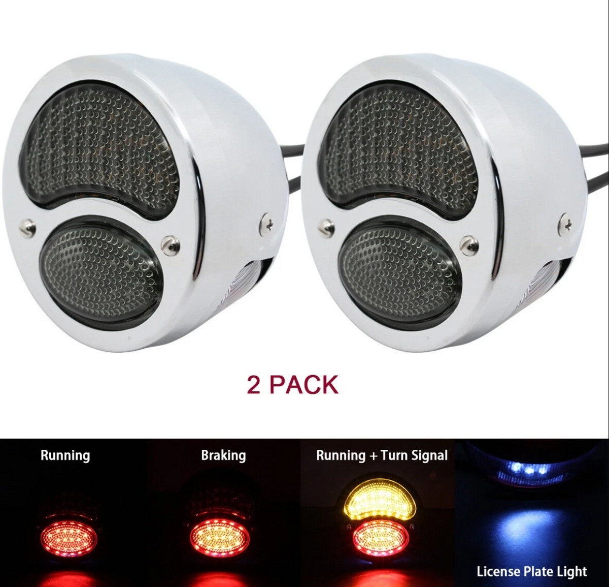 Motorcycle LED Tail Light with Turn Signals Brake Lights for 12V Ford Model A Hot Rod Street Rod Rat Rod Classic Custom Cars Trucks