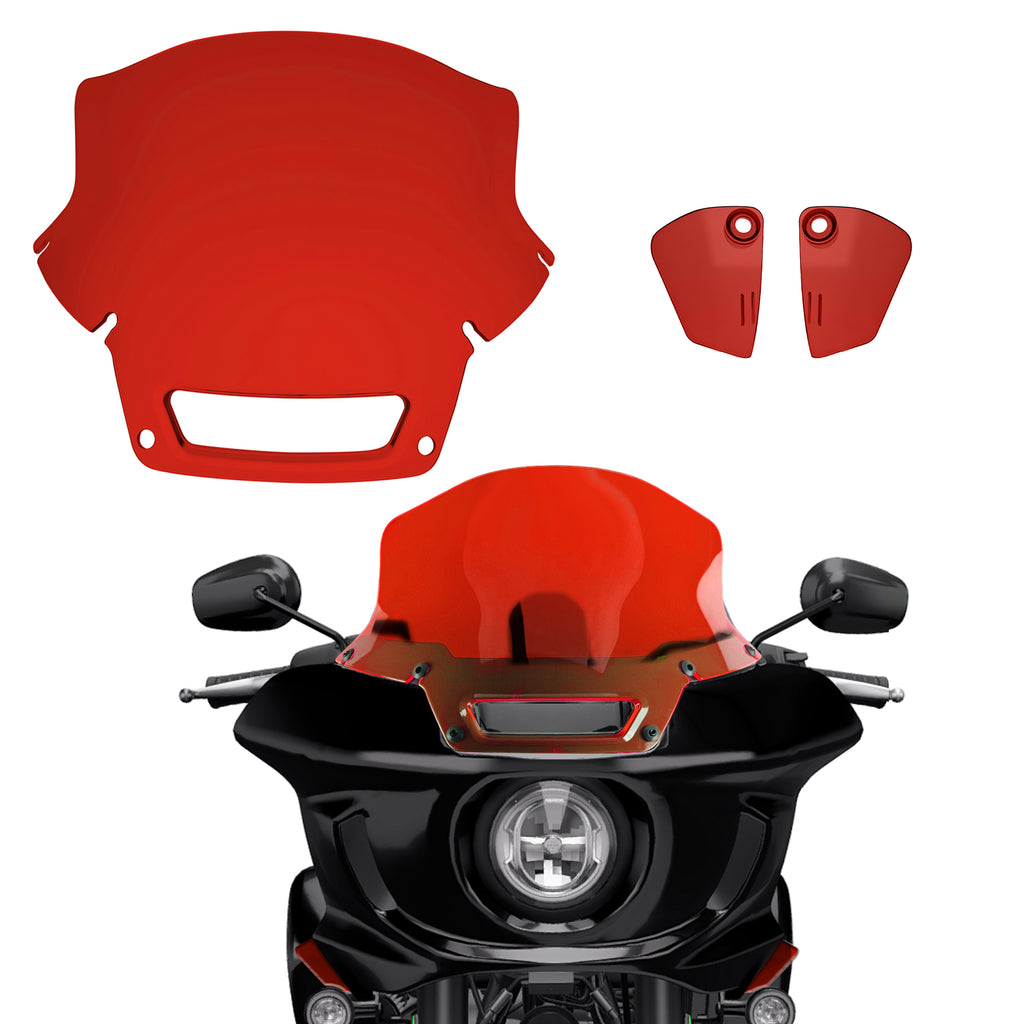 9" Windshield Windscreen with Fairing Side Wings Air Deflectors for Harley Softail 2022 2023 2024 Low Rider ST El Diablo FXRST FXLRST
