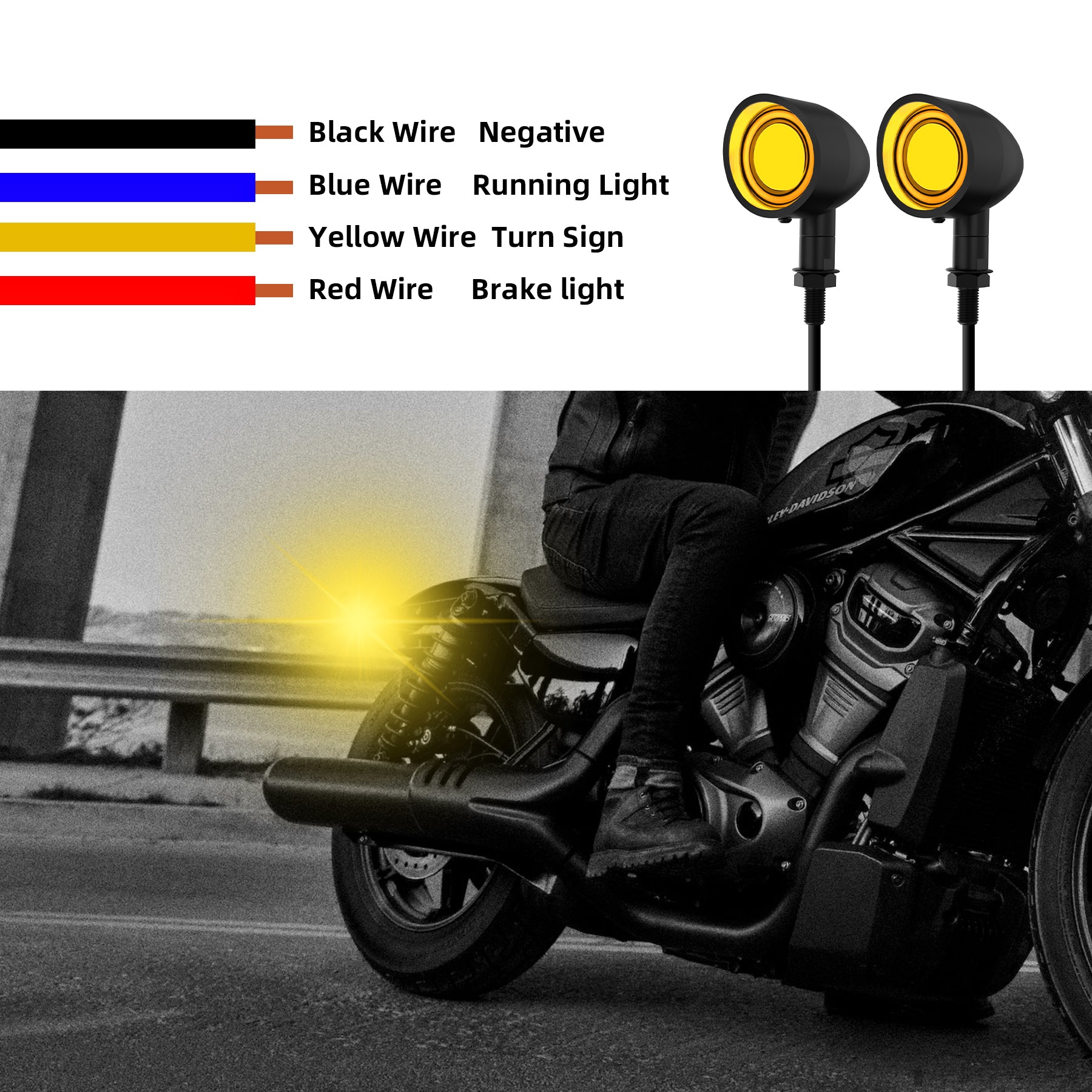 Motorcycle LED Bullet Turn Signals Front Rear Indicator