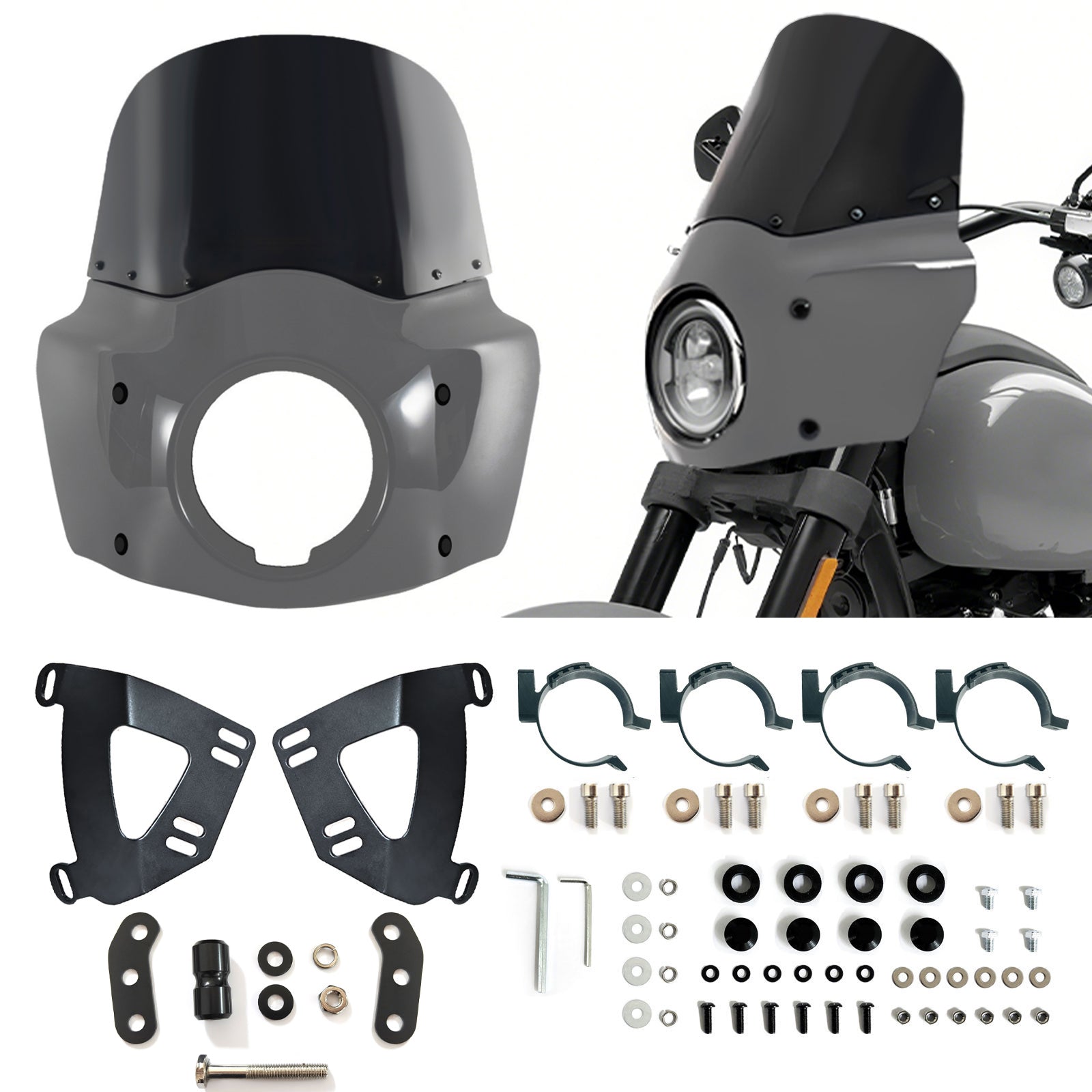 GUNSHIP GRAY Shell 11 inch Motorcycle Front Fairing For Road Warrior Fairing Only For Harley Softail Low Rider S FXLRS 2020-2024 Main image