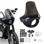 Motorcycle 5.75” Headlight Fairing Cover 17” Tall Touring Sport Windshield with 35-49MM Fork Clamps Universal for Harley Suzuki Honda Yamaha Kawasaki Chopper Bobber Cafe Racer