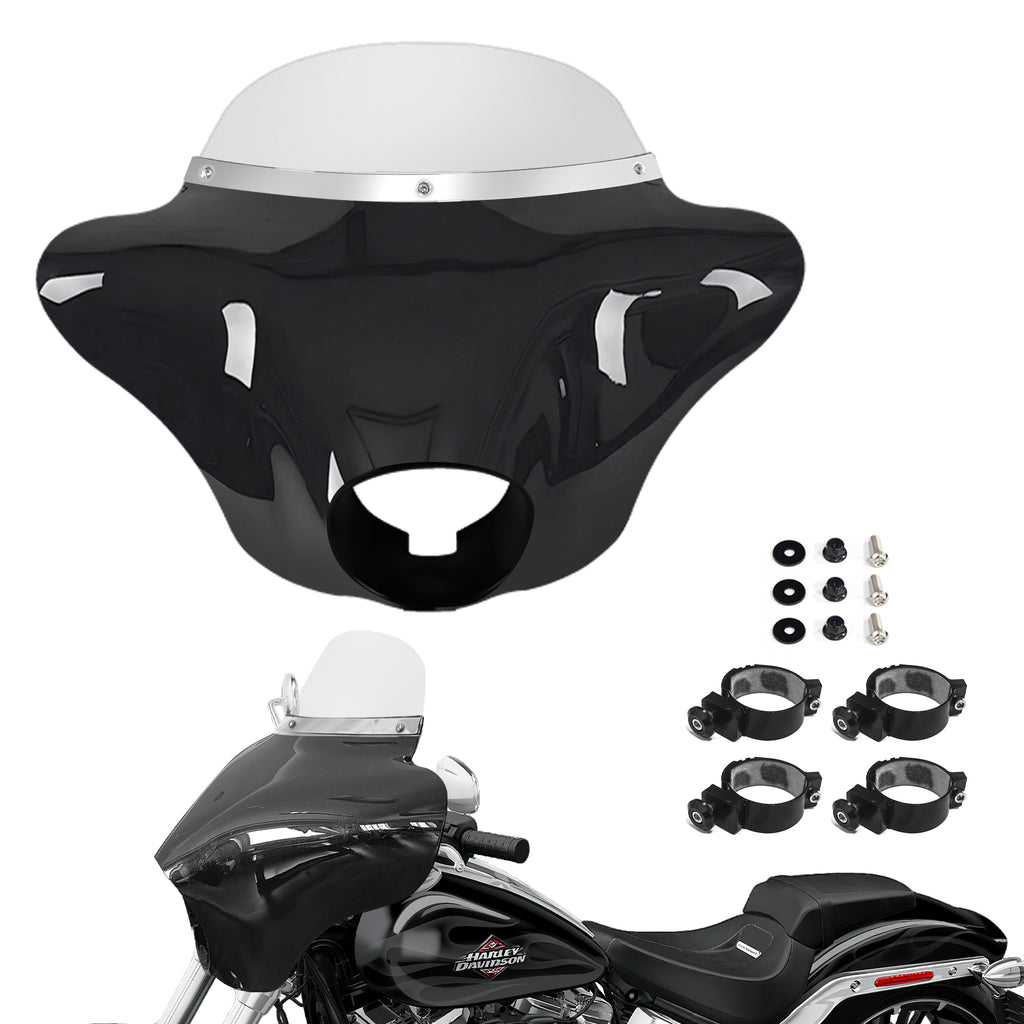 Batwing Fairing Smoke/Clear Windshield Chrome/Black Trim With Dyna Brackets For Harley Dyna Glide FXDC 2006-14 FXD Street Bob FXBB Low Rider S FXDLS