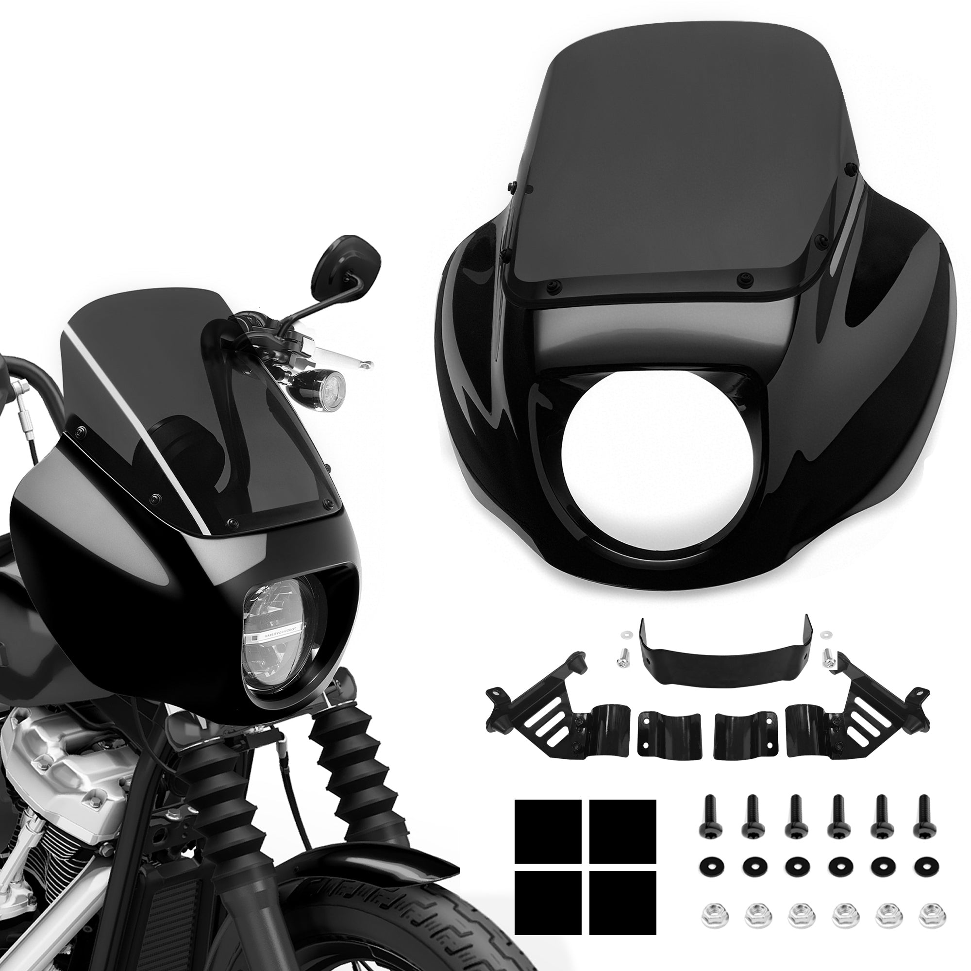 Front Quarter Fairing Low Rider S  9“/13" Windshield Mounting Bracket Kit For Harley Softail Street Bob Low Rider S FXLRS Standard FXST 2018+ Main image