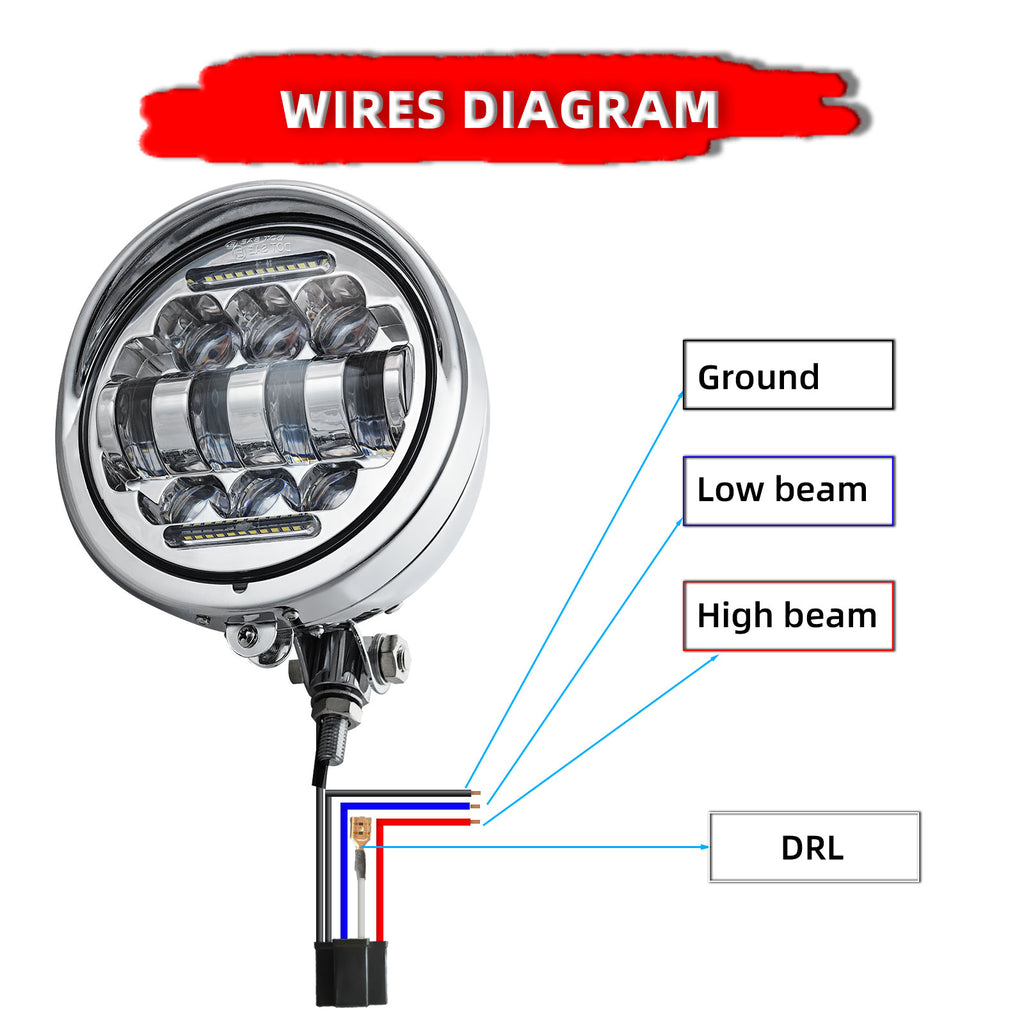 Motorcycle 5.75" LED  Visor Headlight with DRL