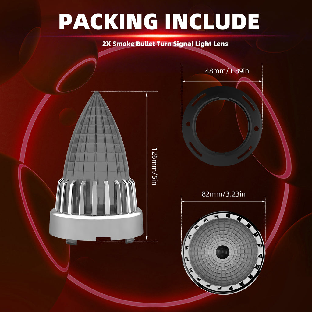 3 1/4" Motorcycle Turn Signal 2 Pack Bullet Rear Tail Light Lens Covers for Harley Softail Electra Glide Fatboy Heritage Softail Road Glide Softail Springer Tour Glide