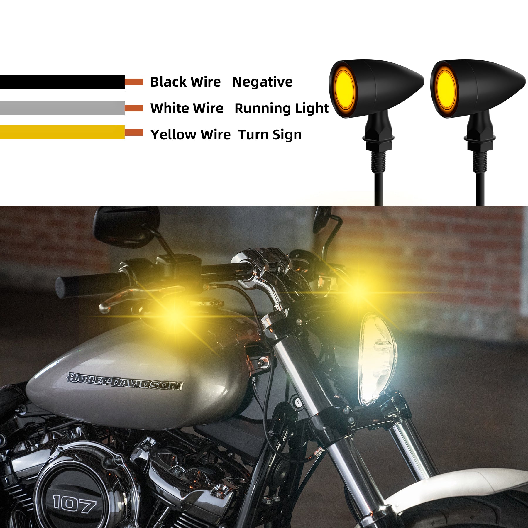 Motorcycle LED Bullet Turn Signals Front Rear Indicator