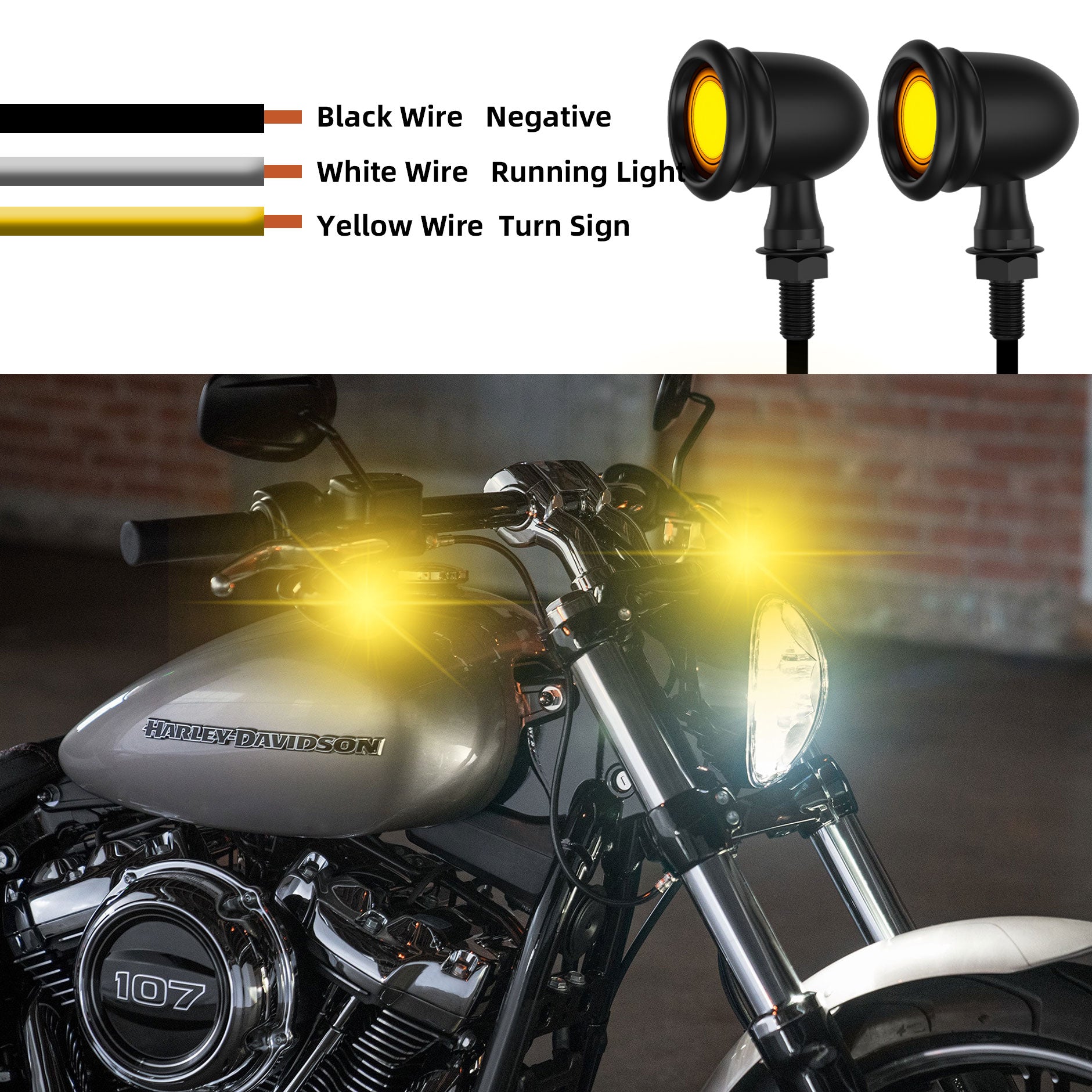 Motorcycle LED Bullet Turn Signals Front Rear Indicator