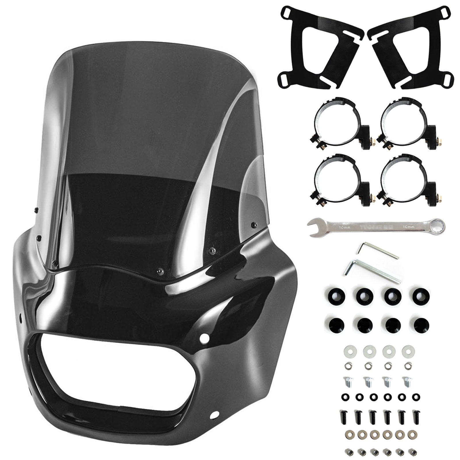 Motorcycle Fairing with 13" Motorcycle Windshield 49mm Mounting Hardware for Harley Softail Fat Bob FXFB FXFBS 2018 2019 2020 2021 2022 2023 Main image