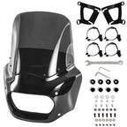 Motorcycle Fairing with 13" Motorcycle Windshield 49mm Mounting Hardware for Harley Softail Fat Bob FXFB FXFBS 2018 2019 2020 2021 2022 2023