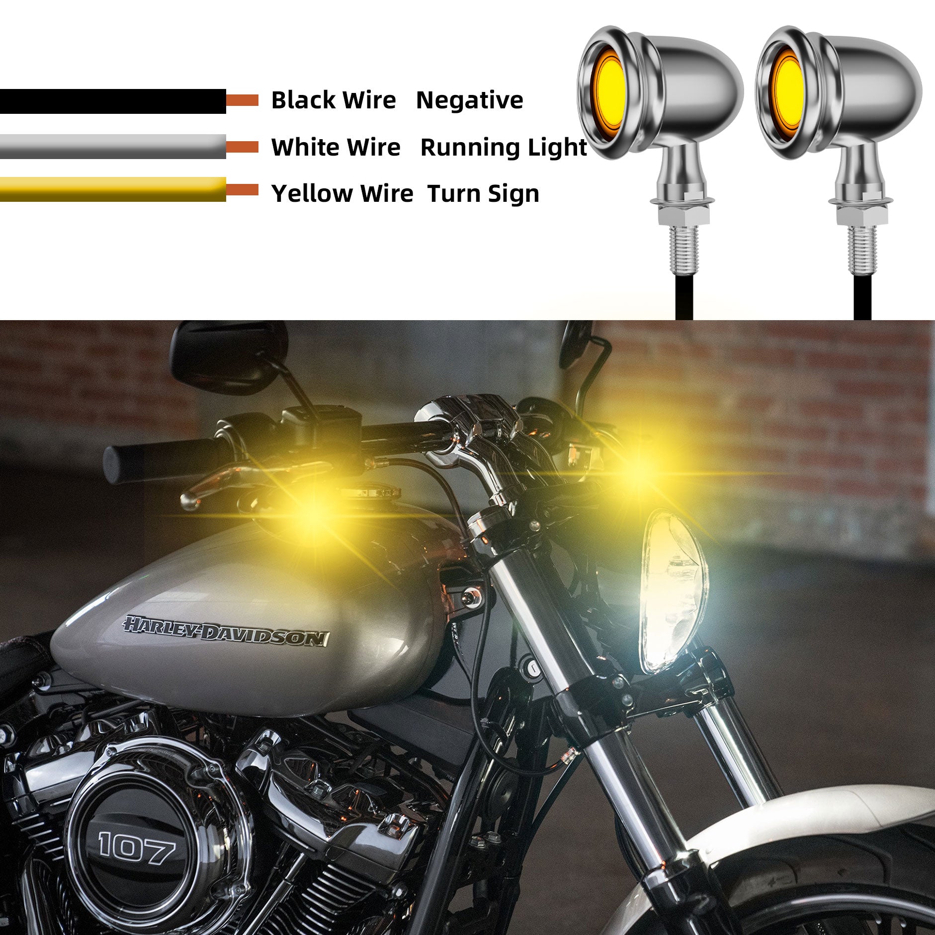 Motorcycle LED Bullet Turn Signals Front Rear Indicator