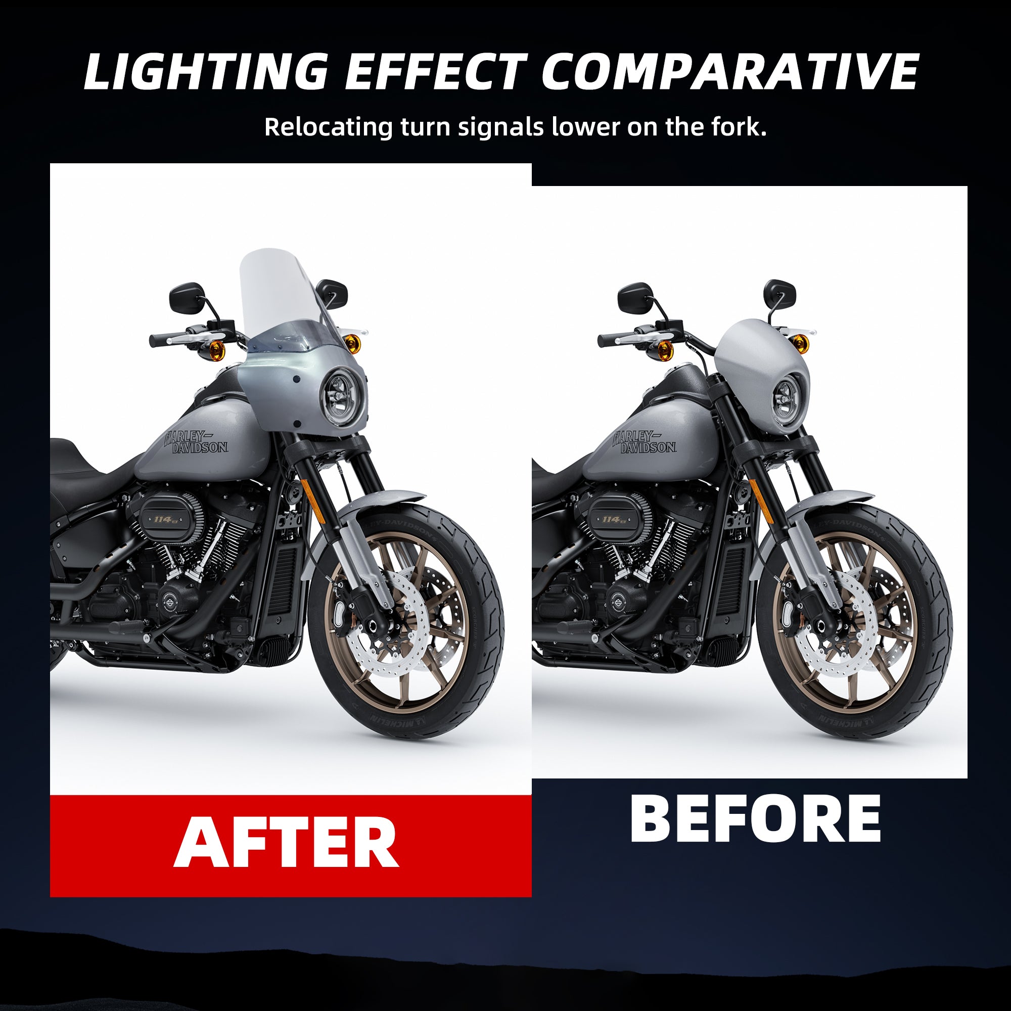 Barracuda Silver 15 inch Motorcycle Front Fairing For Road Warrior Fairing Only For Harley Softail Low Rider S FXLRS 2020-2024