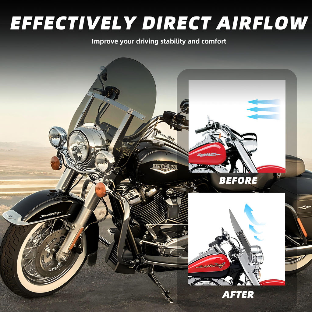 17" Smoke Detachable Windshield Windscreen Wind Splitter For Harley Touring Road King FLHR 1994-2023, Road King Special FLHRXS 2017-2025