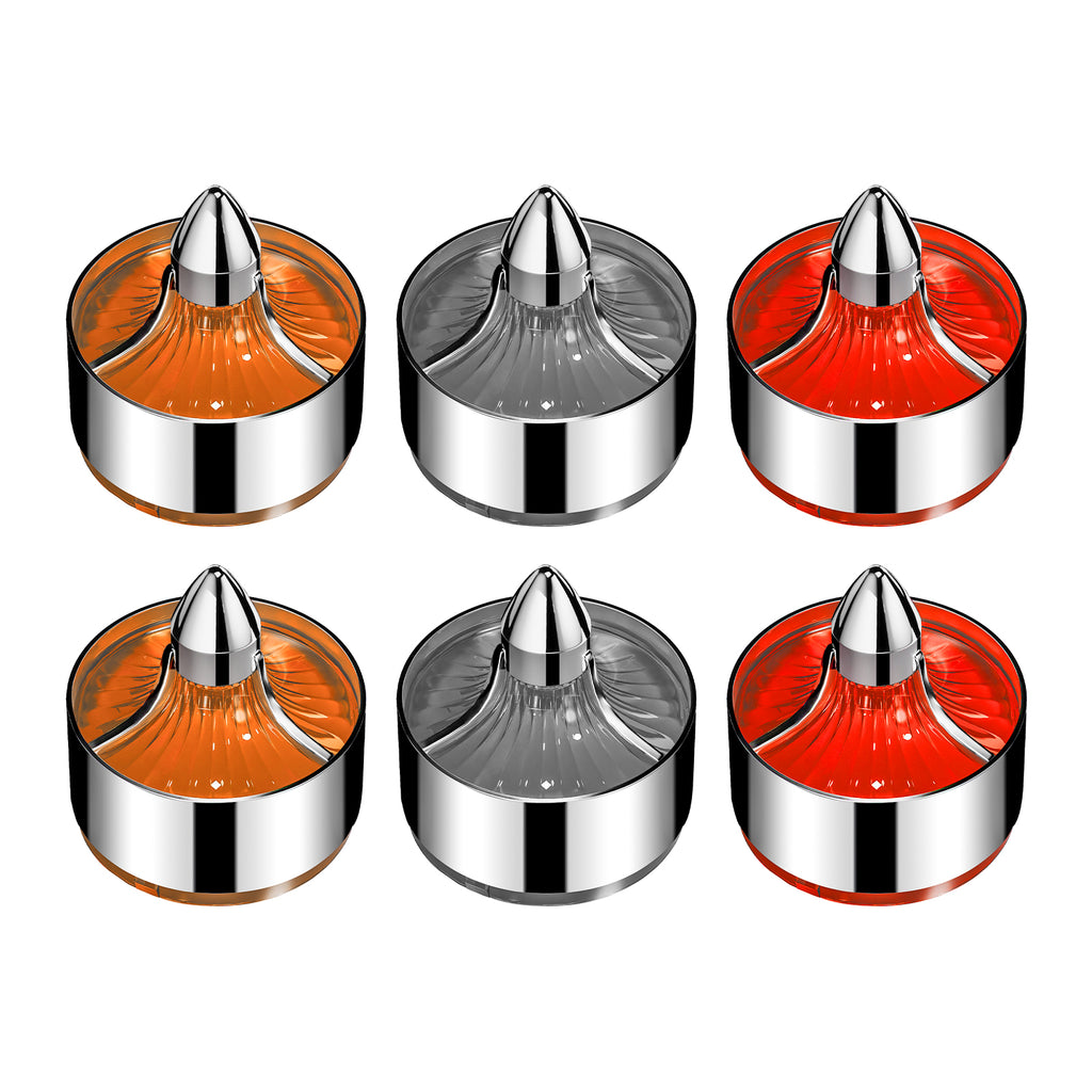 2" Turn Signal Light Turbine Replacement Red Lenses Covers for Softail Street Road Glide Fat boy Sportster Dyna Deluxe Bikes Snap On repl. OEM# 68973-00 Chrome Bezel