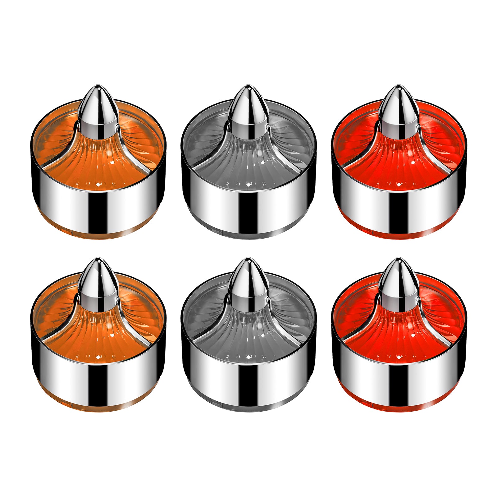 2" Turn Signal Light Turbine Replacement Red Lenses Covers for Softail Street Road Glide Fat boy Sportster Dyna Deluxe Bikes Snap On repl. OEM# 68973-00 Chrome Bezel