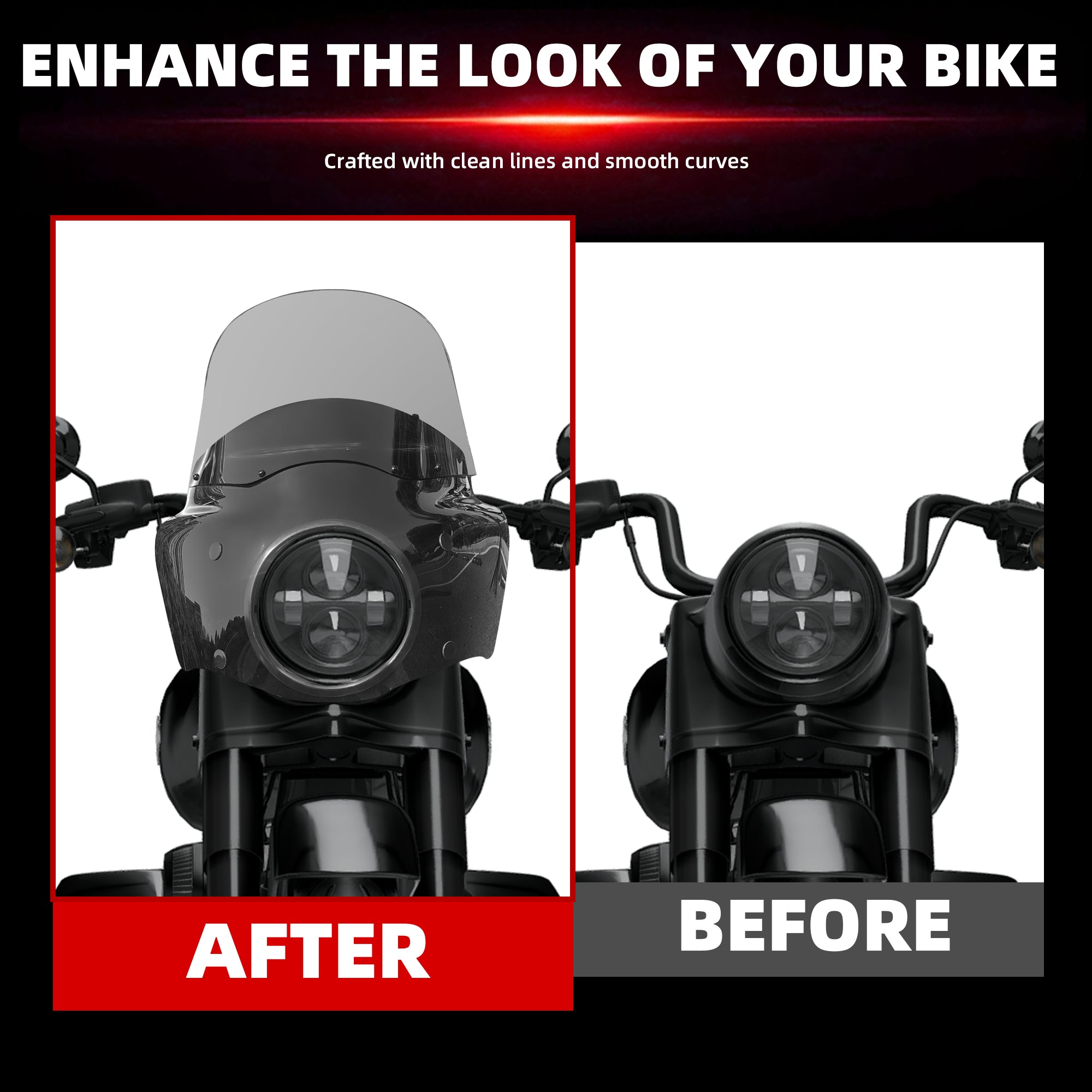 Motorcycle 7" Headlight Fairing with 11" Smoke Windshield Windscreen & Mounting Kits For Harley Touring Road King FLHR 1994-2023, Road King Special FLHRXS 2017-2025 Secondary image