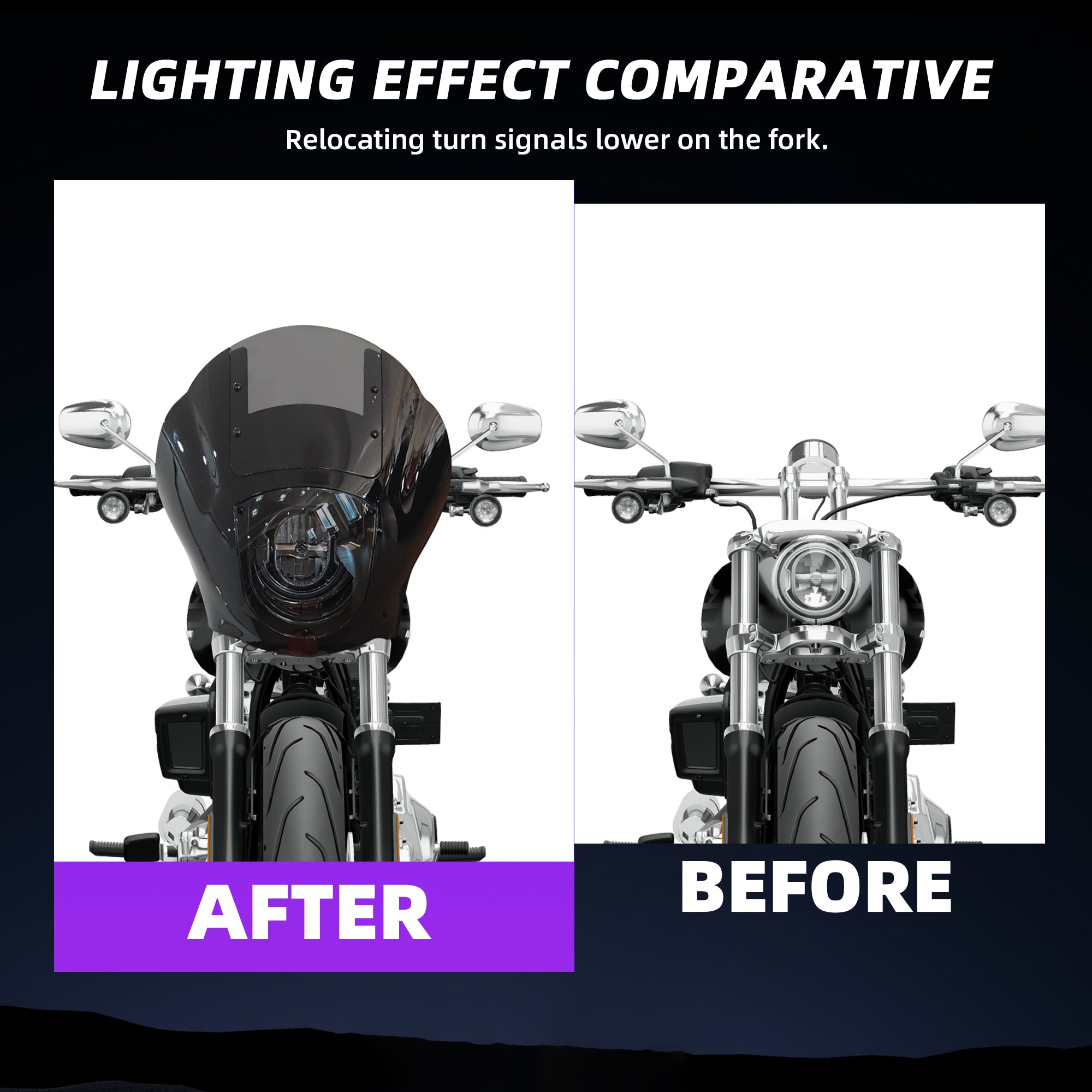 Quarter Fairing Windshield Kit for Harley Dyna 2006–2017, Street Bob FXDB, Super Glide FXD FXDC, Low Rider FXDL FXDLS