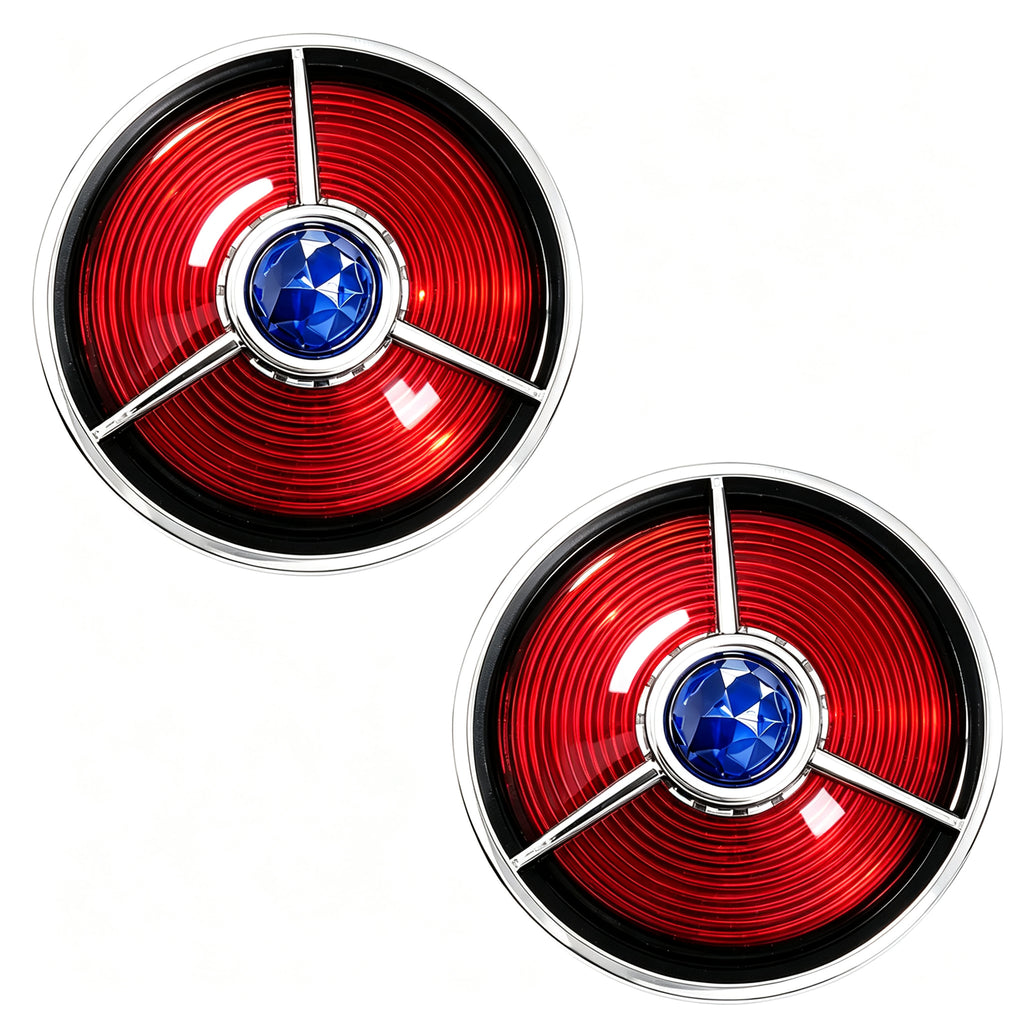 3 1/4" Blue Dot Turn Signal Light Lens Cover for Harley Touring Road Glide Road King Electra Glide Heritage Softail Fatboy Springer 2PCS Tail Light Caps Screw-in Chromed ABS Bezel