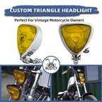 Motorcycle LED Headlight CustomTriangle Front Spotlight Vintage Head-Lamp