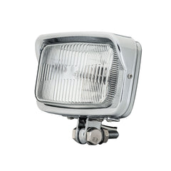 Motorcycle LED Square Headlight With Visor Bottom Mount - Chrome Headlamp Universal Fit Harley Chopper Suzuki Kawasaki