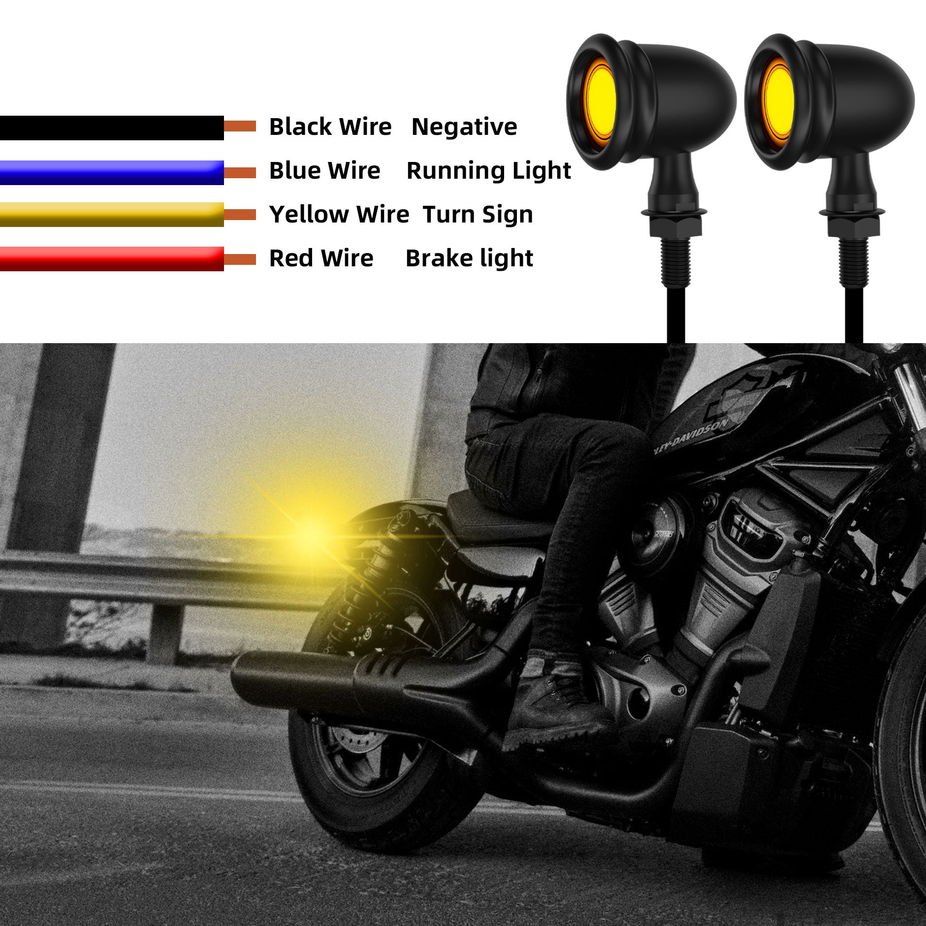 Motorcycle LED Bullet Turn Signals Front Rear Indicator