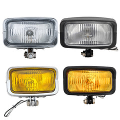 Motorcycle LED Square Headlight With Visor Bottom Mount - Chrome Headlamp Universal Fit Harley Chopper Suzuki Kawasaki