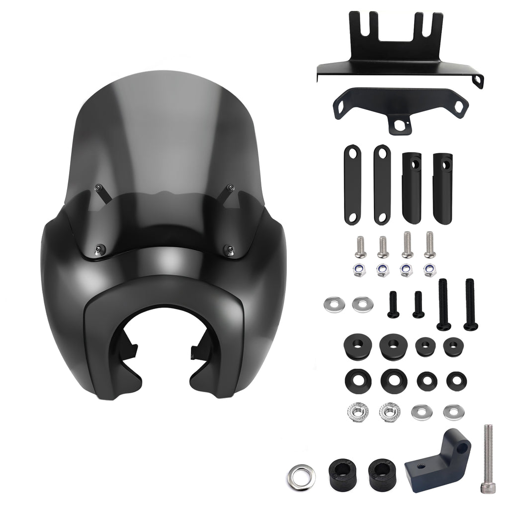 5.75" Headlight Fairing with 13" Smoke Windshield & Mounting Kit For Harley Softail Street Bob FXBB 2018-2020, FXBBS 2021-2024, Softail Standard FXST2020-2022, Softail Low Rider FXLR 2018-2020