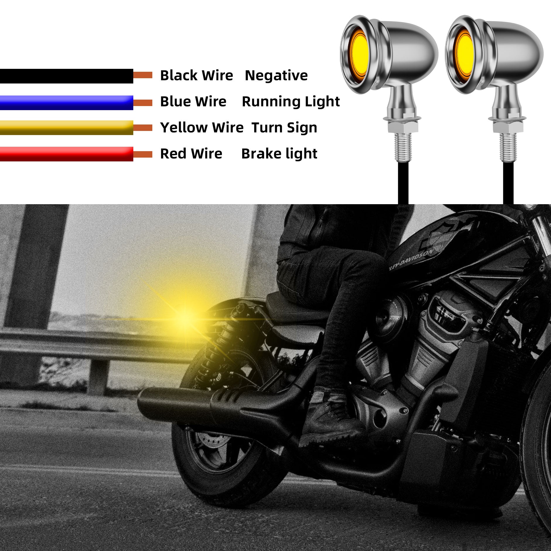 Motorcycle LED Bullet Turn Signals Front Rear Indicator