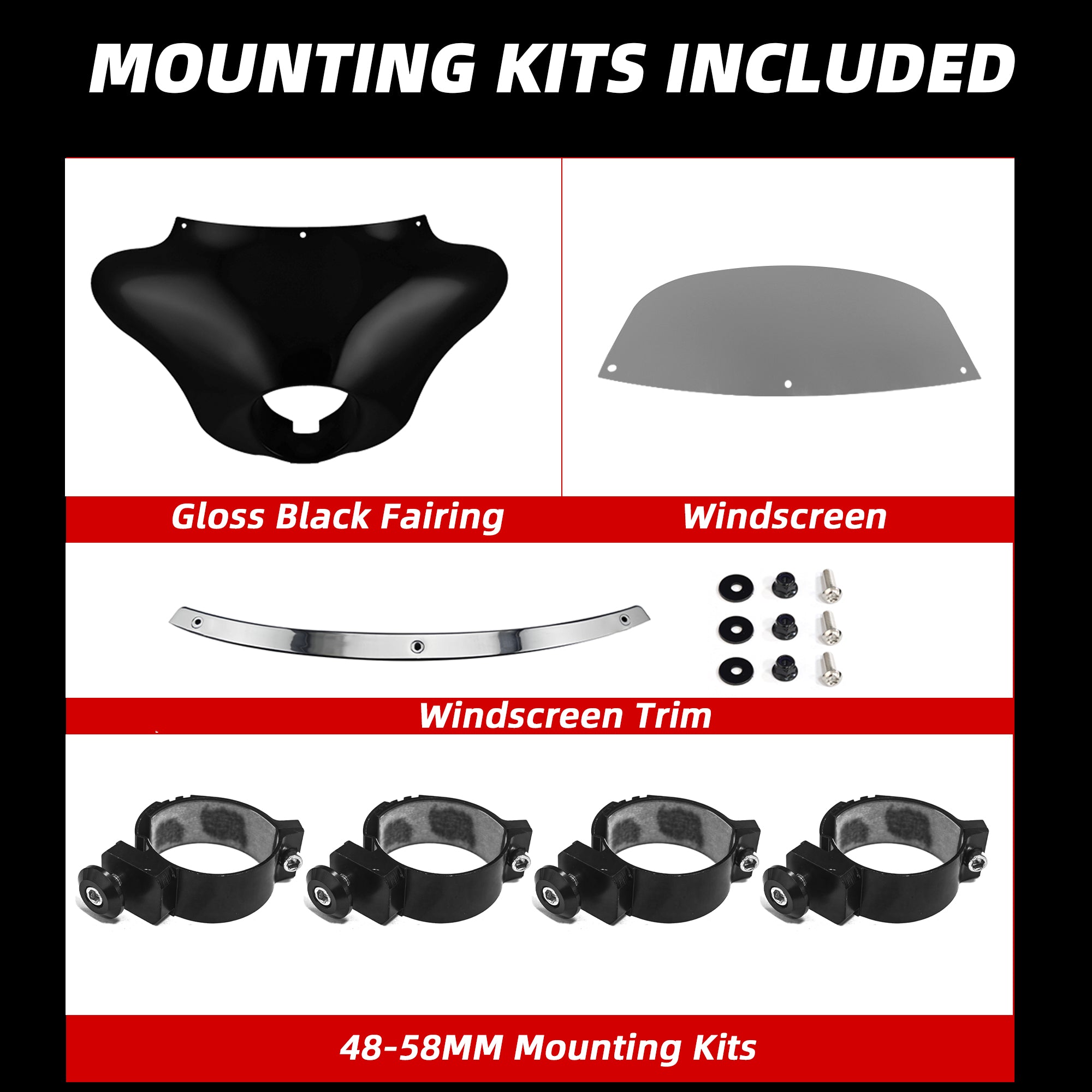 Motorcycle Batwing Fairing Windshield W/6"Smoke Windscreen For Harley Street Bob FXBB 2006-2022
