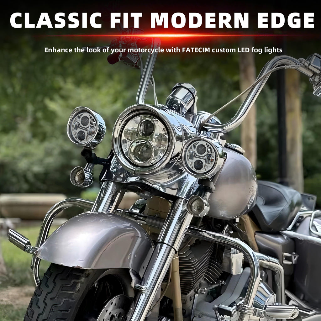 2PCS Led 4.5" Motorcycle Fog Lights with Visor for Harley Honda Kawasaki Suzuki Yamaha Cruiser Chopper Bobber