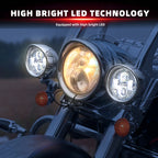 2PCS Led 4.5" Motorcycle Fog Lights with Visor for Harley Honda Kawasaki Suzuki Yamaha Cruiser Chopper Bobber