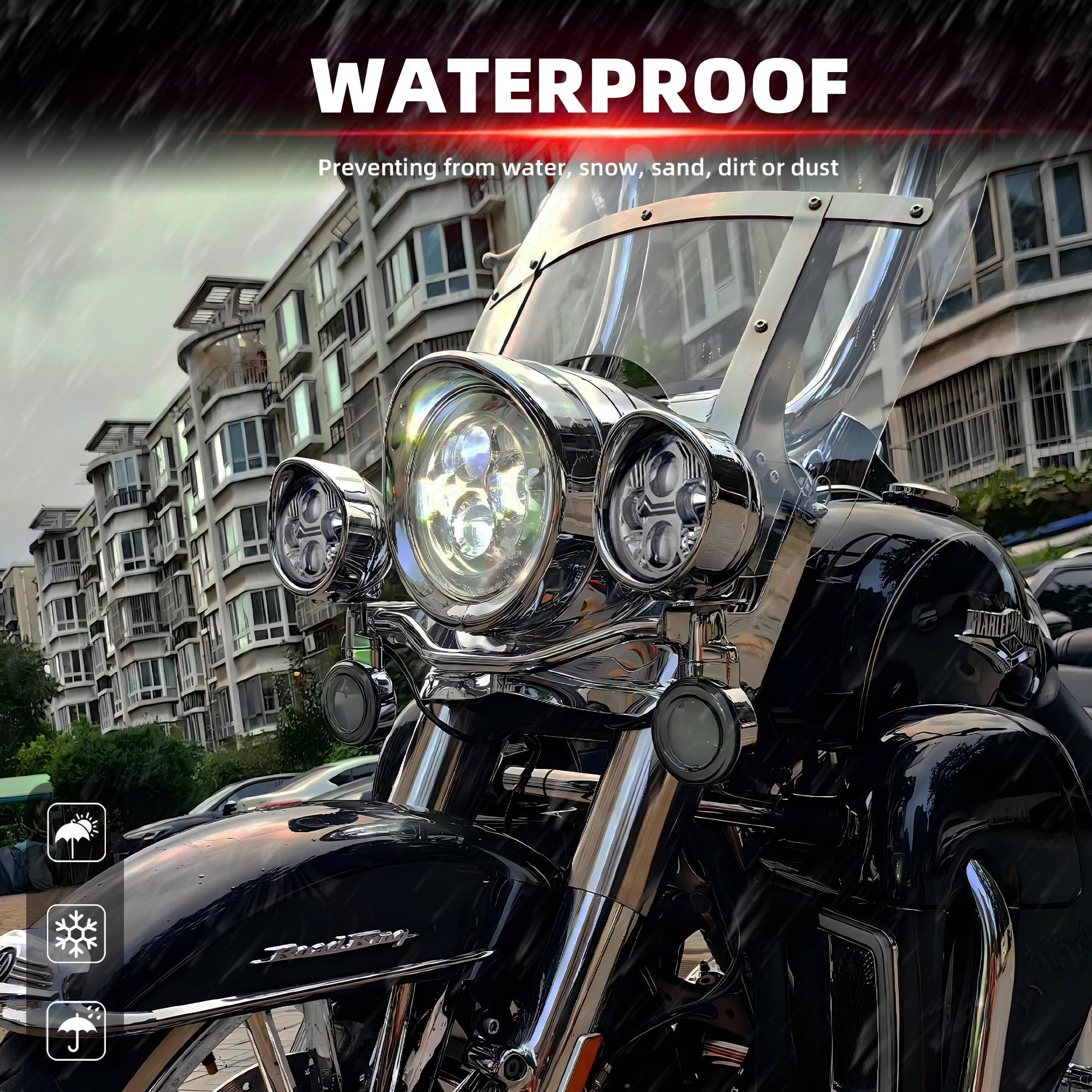 2PCS Led 4.5" Motorcycle Fog Lights with Visor for Harley Honda Kawasaki Suzuki Yamaha Cruiser Chopper Bobber
