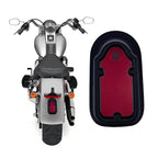 Motorcycles LED Brake Tail Light, Chrome Metal Tombstone Red Taillight with High-Low Brightness, Compatible with Harley Bike