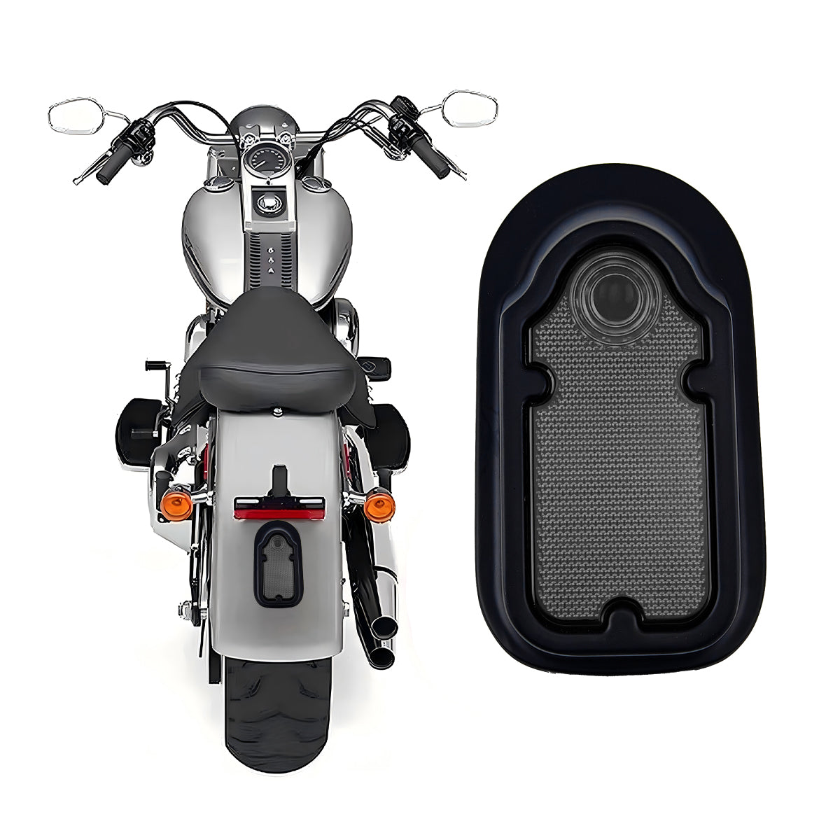 Motorcycles LED Brake Tail Light, Chrome Metal Tombstone Red Taillight with High-Low Brightness, Compatible with Harley Bike