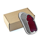 Motorcycles LED Brake Tail Light, Chrome Metal Tombstone Red Taillight with High-Low Brightness, Compatible with Harley Bike
