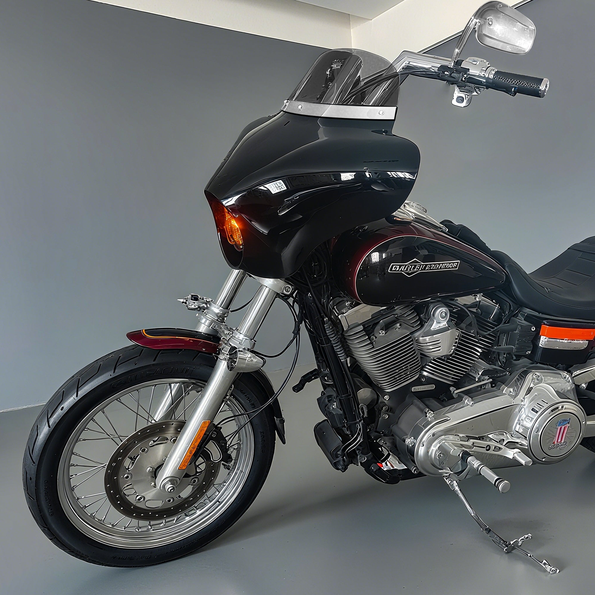 Batwing Fairing Windscreen Smoke/Clear Windshield Chrome/Black Trim With Dyna Brackets For Harley Dyna Glide FXDC 2006-14 FXD Street Bob FXBB Low Rider S FXDLS