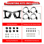Motorcycle Fairing with 13" Motorcycle Windshield 49mm Mounting Hardware for Harley Softail Fat Bob FXFB FXFBS 2018 2019 2020 2021 2022 2023