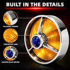 3 1/4" Blue Dot Turn Signal Light Lens Cover for Harley Touring Road Glide Road King Electra Glide Heritage Softail Fatboy Springer 2PCS Tail Light Caps Screw-in Chromed ABS Bezel