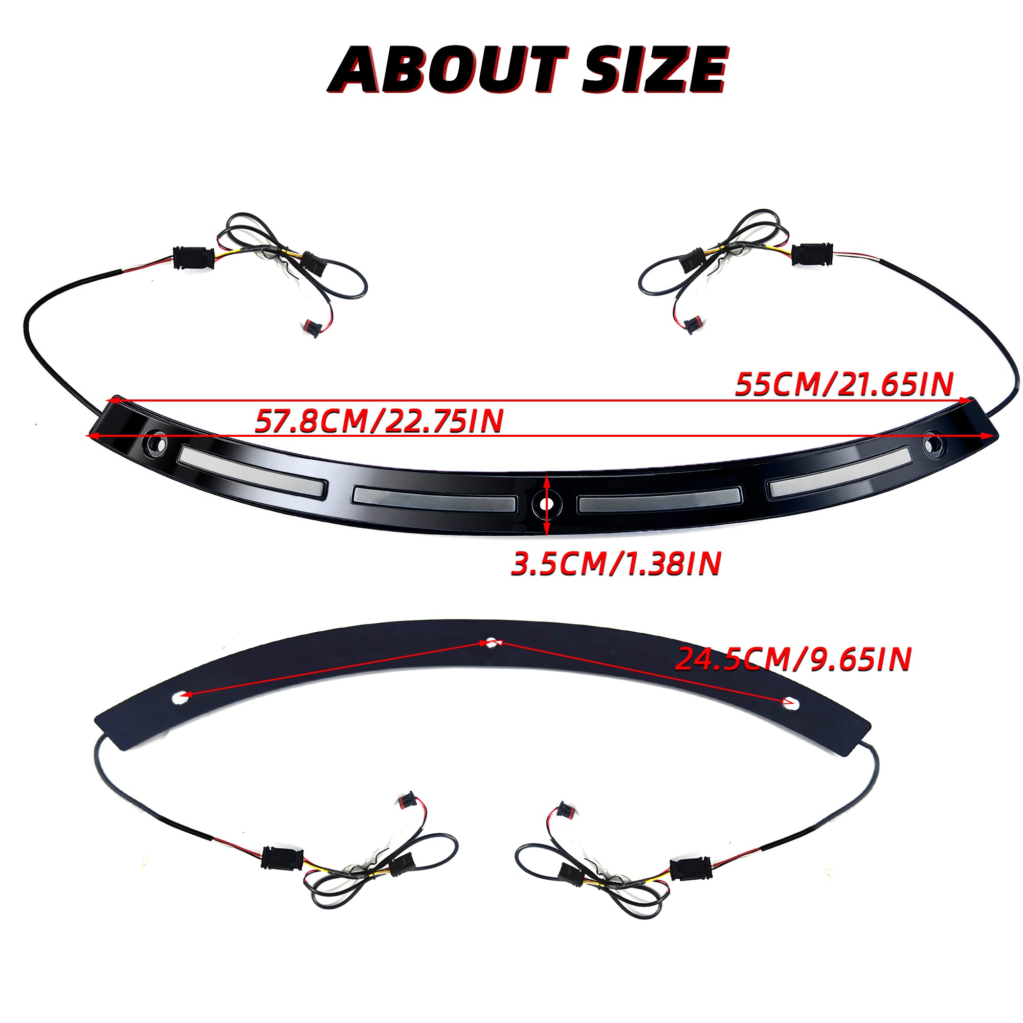 Black Windshield Trim Batwing Fairing Led Lights with LED Running Light & Amber Turn Signal for Harley 2014-2023 Touring Electra Glide Street Glide Ultra Limited