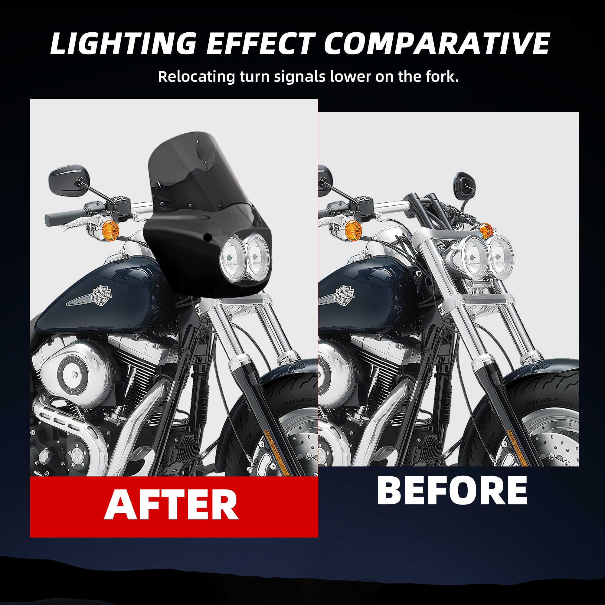 Fat Bob Windshield 11" Windscreen Dyna Fat Bob Motorcycle Double Lamp Fairing Only For Harley Dyna Fat Bob FXDF 2008-2017